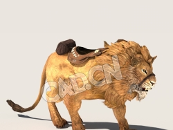 C4D公狮子雄狮模型（包含骨骼绑定动画) Lion 3D Model