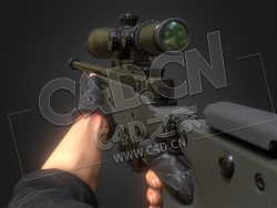 C4D射击游戏拿枪射击狙击枪绑定动画模型
