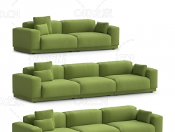 绿色布艺沙发双人沙发三人沙发L型沙发C4D模型 sofa 3d model
