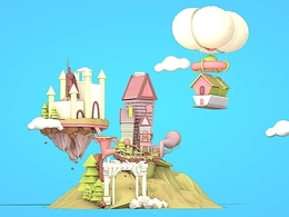 卡通城堡C4D模型 Cartoon Castle