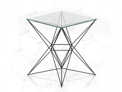 现代玻璃桌子接待桌洽谈桌茶桌铁艺玻璃桌客厅桌子方桌艺术桌子C4D模型Modern Glass Ta