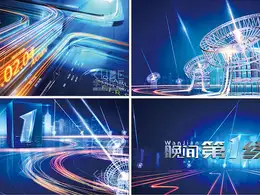 4组C4D炫丽的新闻片头光线效果工程