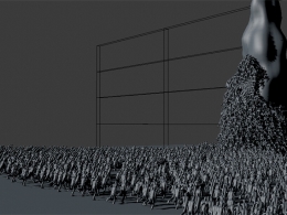 源源不断的僵尸涌向高墙的僵尸场景模拟Zombie scene simulation