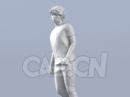 低面多边形卡通人物走路的男孩模型