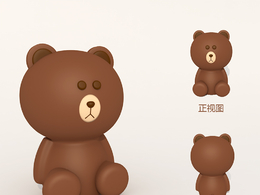 可爱的布朗熊卡通玩偶C4D模型 Brown bear