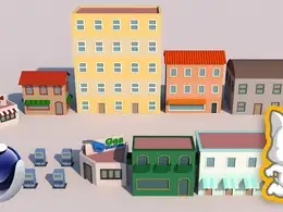 C4D低多边形三维建筑建模材质视频教程