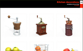 厨房物品3D模型合集 10ravens: 3D Models collection 013 Kitchen decorations 01