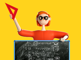 数学老师拿三角尺和黑板讲课