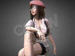 C4D跷二郎腿的性感女孩卡通人物模型 Test Model