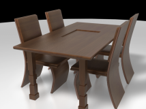 C4D餐桌、餐椅模型 Dining table