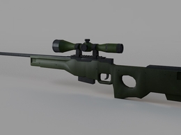 AWP高精度步枪 狙击步枪C4D模型 AWP with assets