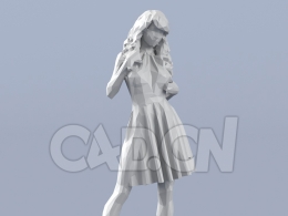 低面多边形卡通人物站着的女孩模型