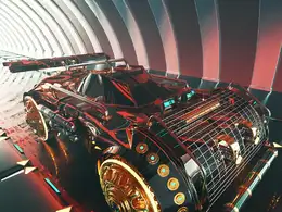 C4D实用工程第188季：外星科幻战车创意C4D工程文件 c4d project