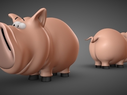 可爱的粉色卡通小猪C4D模型 Polarus 3d model