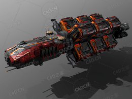 C4D科幻飞行器太空船外星战舰飞船模型CargoShip F2