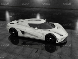白色汽车 跑车C4D模型 white coupe default renderer Decors & 3D Models