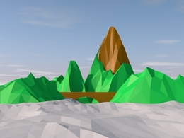 C4D低面多边形山峰模型