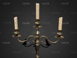 欧式铜烛台蜡烛C4D模型 Candlestick