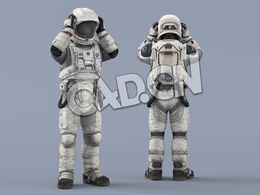 戴头盔的白色太空服年轻男性宇宙航天员idle Helmet Scifi PutOn