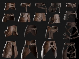 中世纪女性腰带3D模型 Artstation – Female Belt Pack (OBJ+FBX格式)