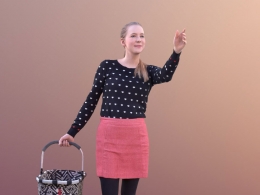 三维扫描写实人物手提篮子购物的国外女性