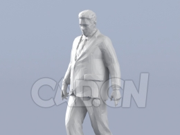 低面多边形卡通人物穿西装走路的中年男人模型