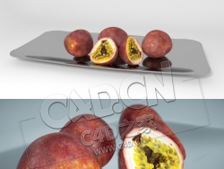 无花果果实切开的无花果C4D水果模型 Maracuja leonard plate