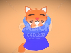 C4D襁褓里的猫咪卡通模型下载