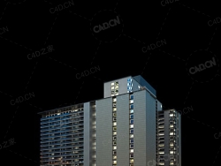 夜间摩天大楼办公楼写字楼C4D模型 Archmodels Vol.103_Night Skyscrapers - model-44