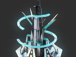 未来科幻创意摩天大楼建筑c4d模型 Sci-Fi Futuristic Future Fantasy City Building-2