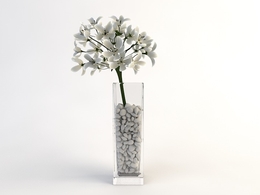 室内装饰花瓶花卉C4D模型 Decorative vases