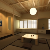 日本和室C4D模型 cabin interior 3D model