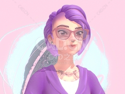 C4D短发鼻圈女孩半身像人物模型下载