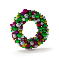圣诞节装饰品：彩球C4D模型 Christmas ball 3D model