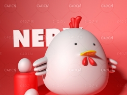 卡通小公鸡C4D模型 Cock 3d model