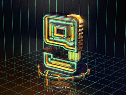 创意霓虹灯数字9