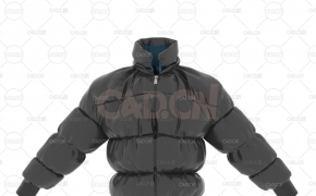 黑色羽绒服C4D模型 Cinema 4D 3D Model Puffer Down Jacket