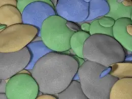 C4D滚动掉落的七彩石头动画工程文件 Pastel Stones
