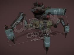 C4D科幻蜘蛛机械机器人模型 SpiderTank_GAmeReady