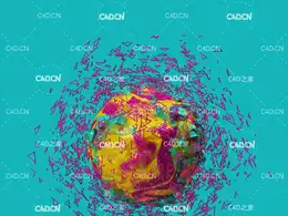 C4D环绕的三角形元素创意工程 Displacement