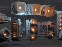 17款赛博朋克照明装置揭示高科技与复古融合的光影世界未来之光c4d模型Sci-fi Lamp VOl 02