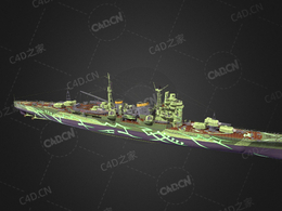 日本海军那智号妙高级重巡洋舰的二号舰C4D模型下载ARP Nachi 3d model