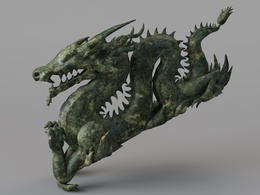 青龙雕塑C4D模型 Temple Dragon Body