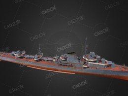 苏联红海军愤怒级驱逐舰C4D模型下载Gnevny 3d model