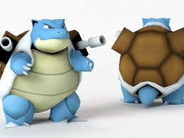 卡通乌龟 身背火箭筒的小海龟 水箭龟C4D模型 Blastoise