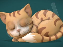 睡觉小猫卡通猫咪C4D模型 Cat