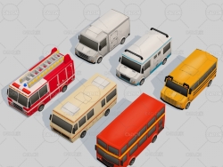 6辆低面多边形汽车模型 cartoon vehicles low poly models pack toon cars