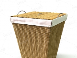 藤编收纳箱编织储物筐C4D模型