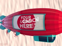 低面卡通热气球模型Low-Poly_airship_c4d