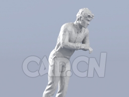 低面多边形卡通人物站着爬桌子上聊天的男人模型